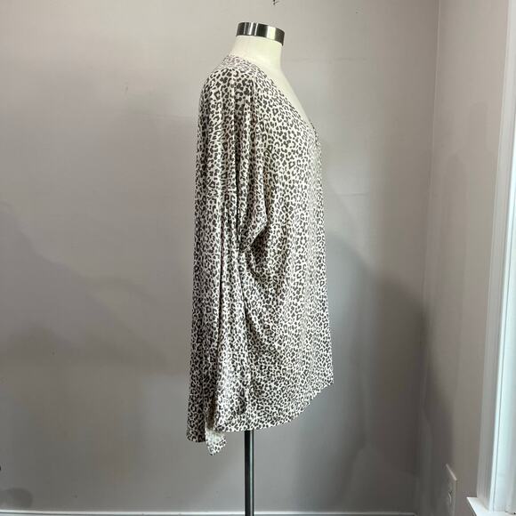 American Eagle Soft & Sexy Leopard Tunic Top Size XL Neutral Lounge Fall Chic - Picture 3 of 7